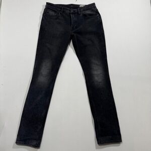 AllSaints Cigarette Jeans Black Denim Faded 32 Button Fly Grunge Streetwear